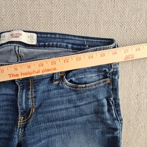 Hollister Jeans Junior Size 15R W32 L32 Straight Skinny Med Wash Style 61956050 - Picture 12 of 16